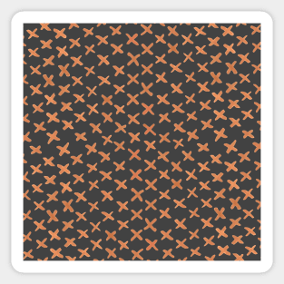 X stitches pattern - grey and orange Sticker